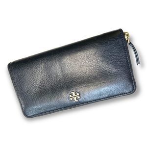 Tory Burch Zip Around Black Wallet